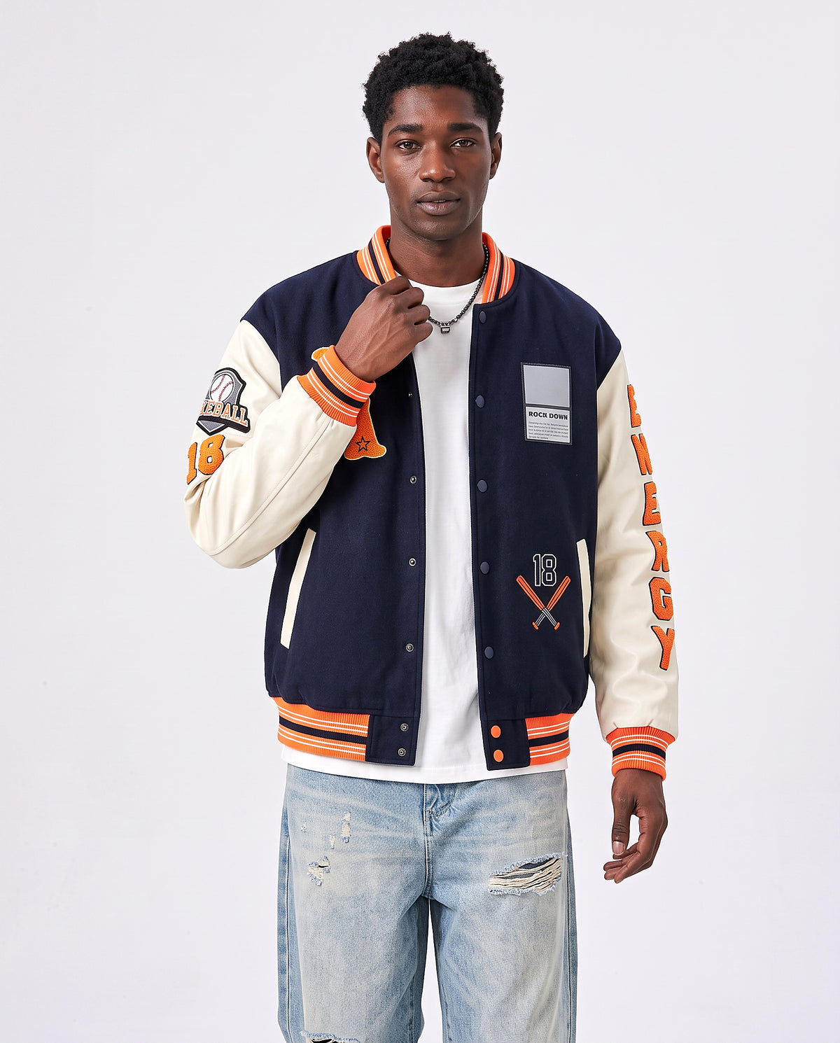 Teddy baseball bleu marine homme porté