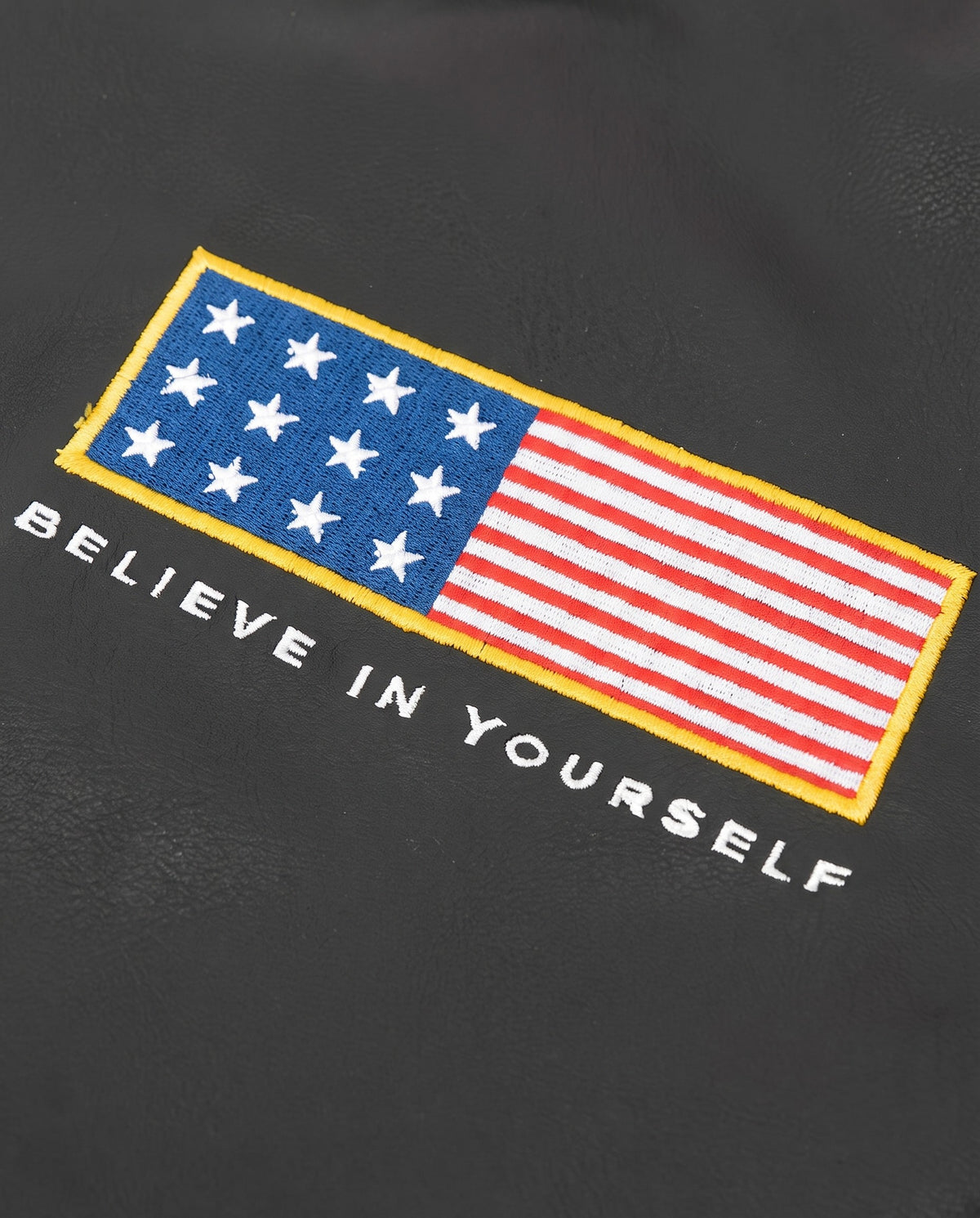 Veste Baseball Cuir détail écusson drapeau