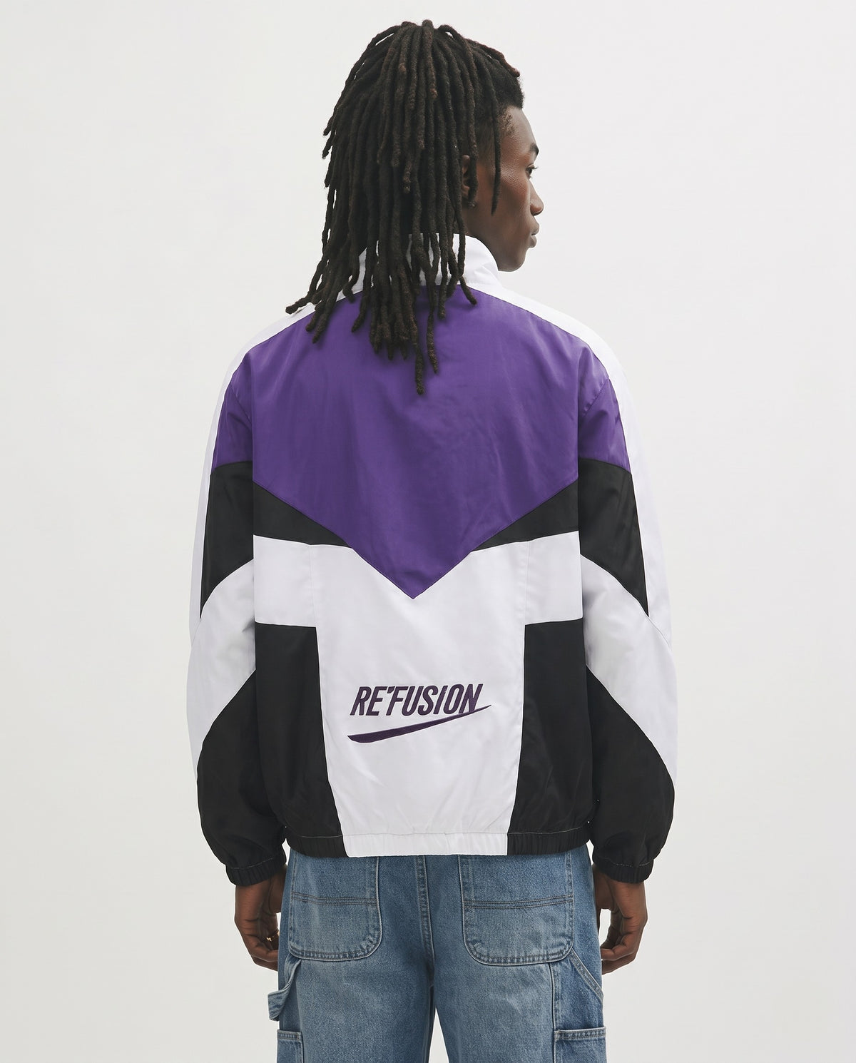 Veste universitaire vintage violette vue de dos